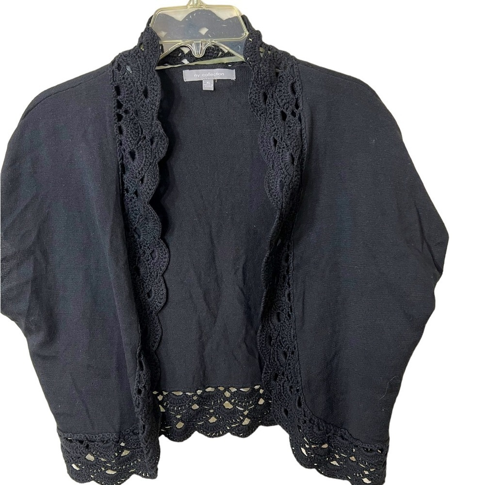 NY COLLECTION LADYS VINTAGE WRAP SHIRT WITH NEEDLE POINT ON EDGES☑️